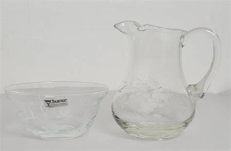 Duiske Irish Hand Cut Glass Jug And Bowl Etsy