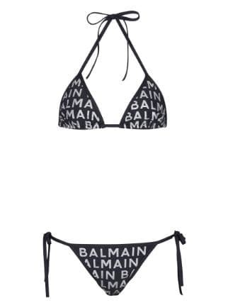 Balmain Logo Print Bikini Set Farfetch