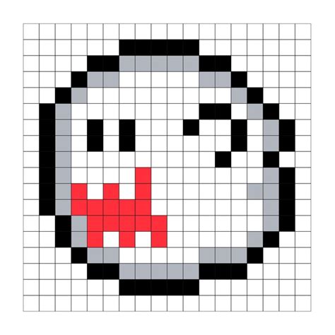 a cross stitch pattern with a red and white ball on it's face in the center