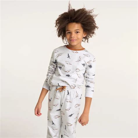 Pyjama 2 pièces en molleton motifs dinosaures gris garçon Okaïdi Obaïbi