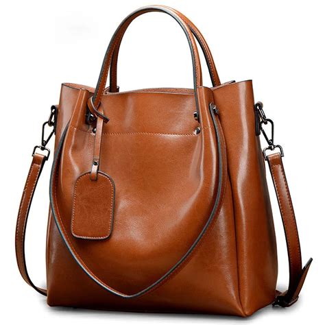 Kajie Vintage Wax Shoulder Bag Genuine Leather Bag Female Tote Bag Women Natural Cow Skin