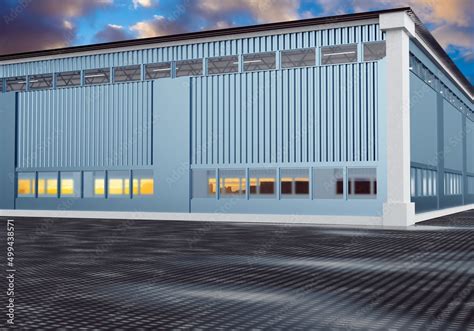 Factory industrial design. Industrial design building on sky background ...