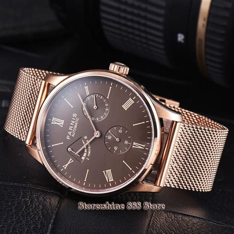 42mm parnis brown dial power reserve st1780 movimento automático