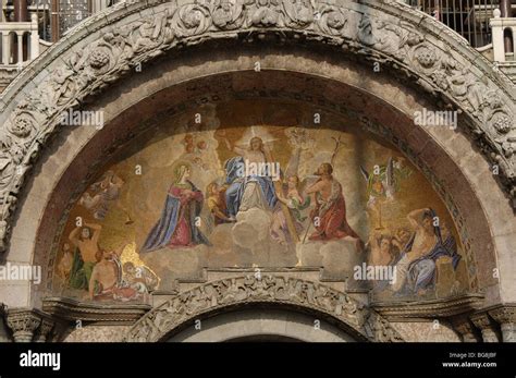 Saint Mark's Basilica. Mosaics that adorn the arches of the facade of ...