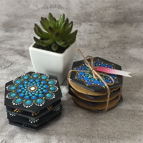 Mandala Dot Art Coasters Set Of 4 Etsy