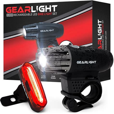 Gearlight S Rechargeable Led Bike Light Set High Lumen Front And