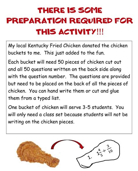 Dividing Fractions Kfc Activity Dividing Fractions Fractions