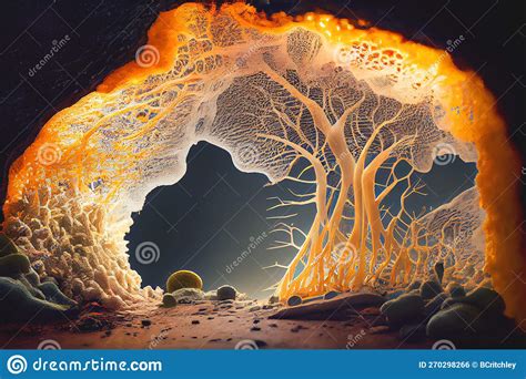 Mycelium network stock photo. Image of night, mushroom - 270298266