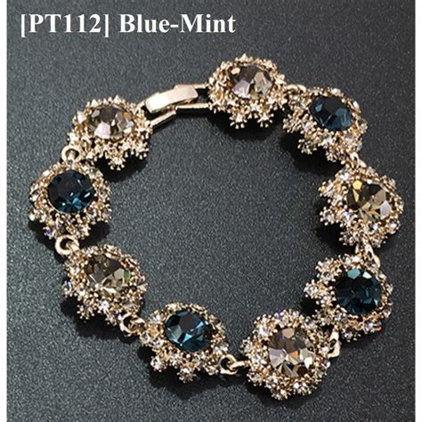 Korea Silver Plated Alloy Chain Bracelet For Women Ladies Crystal Jewelry