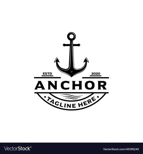 Marine Retro Embleme Logo Mit Anker Lizenzfreier Vektor