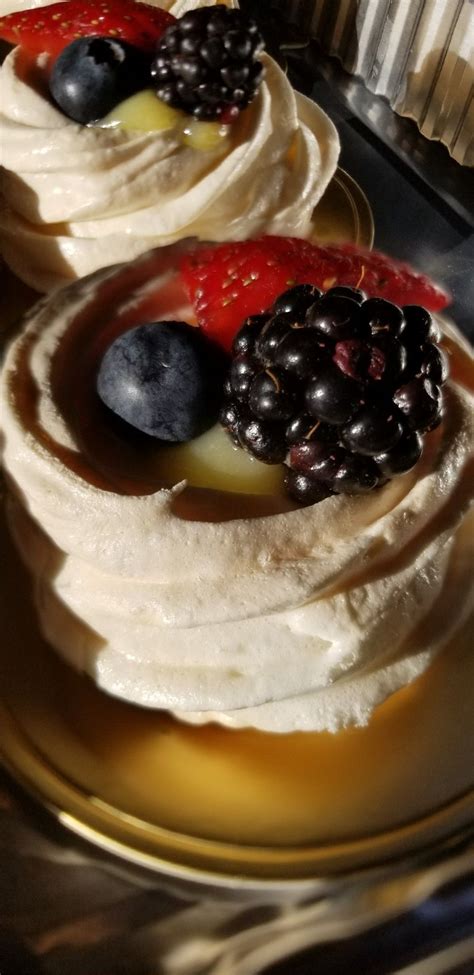 Mini Pavlovas With Homemade Lemon Curd And Fresh Berries Food Lemon