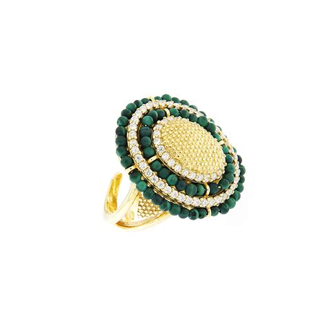 Anello Clou De Paris Malachite E Zirconi Ma Gi Gioielli