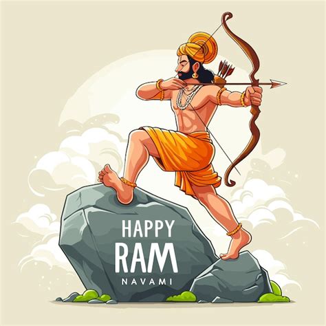 Feliz festival de Ram Navami de la India Señor Rama con diseño de