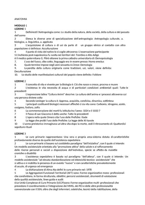 Anatomia L22 Pegaso ANATOMIA MODULO 1 LEZIONE 1 1 Definiresti L