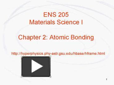 Ppt Ens Materials Science I Chapter Atomic Bonding Powerpoint