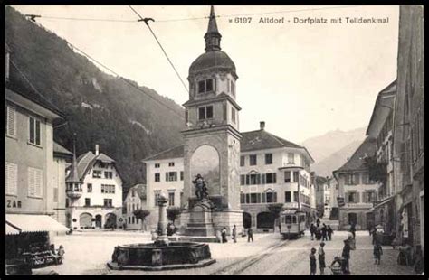 Ansichtskarte Postkarte Altdorf Kt Uri Dorfplatz Akpool De