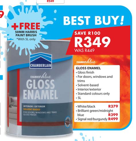 Chambervalue Gloss Enamel Solvent Based 5l Offer At Chamberlain