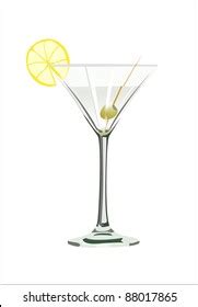 Martini Glass Olive Isolated On White Stock Vector Royalty Free