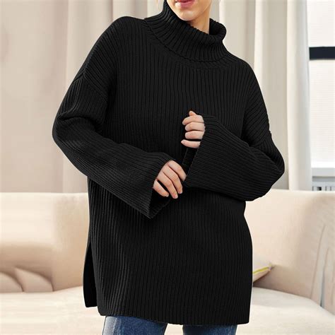 Aboser Womens Turtleneck Batwing Sleeve Sweaters 2023 Fall Oversized