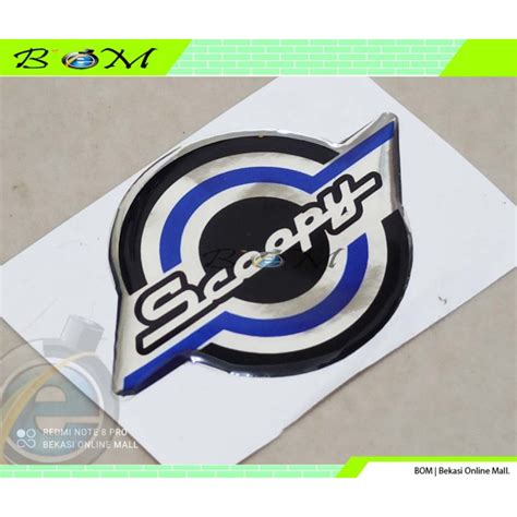 Jual Emblem Logo Timbul Tulisan Honda Scoopy Chrome Krum Silver Biru