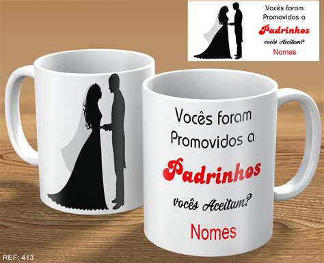 Caneca Personalizada Convite Padrinhos De Casamento Elo