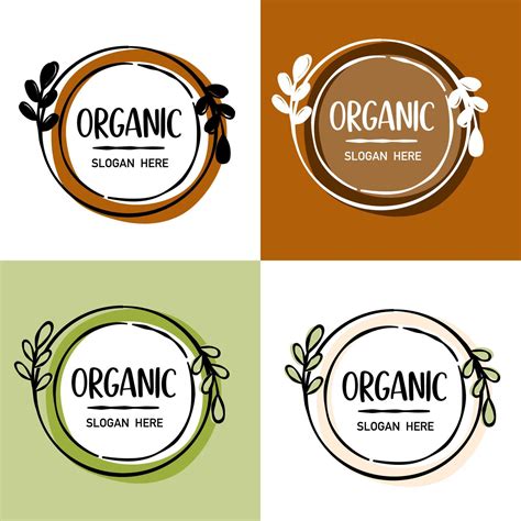 Collection Of Hand Drawn Logos And Icons Of Organic Food Farm Fresh