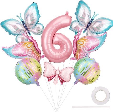 Number 6 Birthday Balloons Giant Big Butterfly Happy