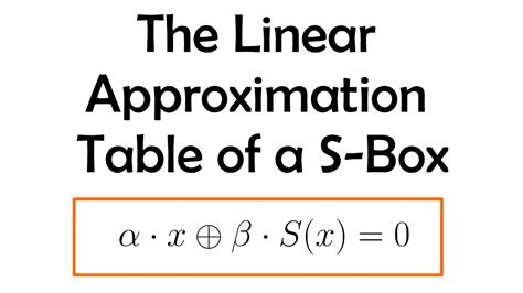 The Linear Approximation Table Lat Of A S Box Youtube