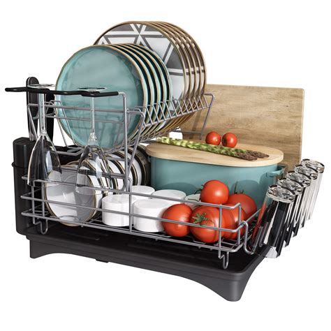 Buy Dish Rack And Drainboard Set Majalis 2 Tier Large Dish Drying Rack With Swivel Spout For