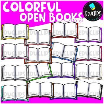 Colorful Open Books Clip Art Set Educlips Clipart In Book Clip