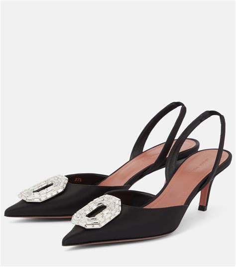 Amina Muaddi Camelia Satin Slingback Pumps Amina Muaddi