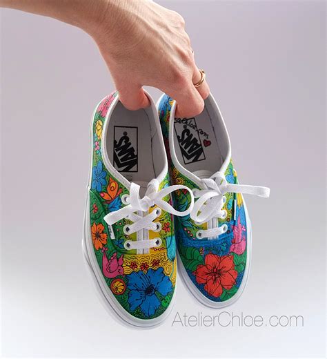 Floral Custom Vans Shoes Colorful Flowers Sneakers Hand - Etsy