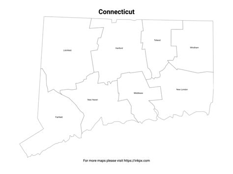 Printable Connecticut County with Label · InkPx