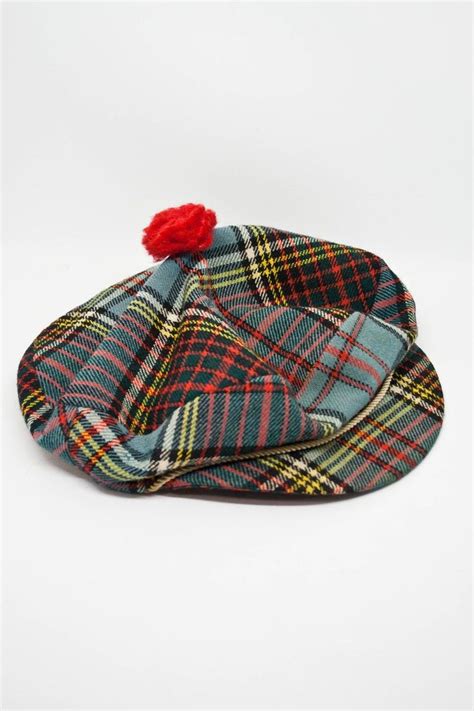 TOTEM Tartan Wool Golf Hat Vtg Scottish Style Pom Pom Cap Etsy