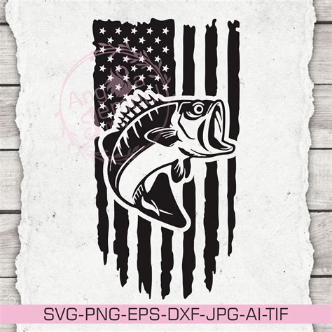 America Fishing Svg Fishing Distressed American USA Flag SVG Etsy