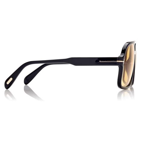 Tom Ford Falconer Sunglasses Pilota Nero Lucido Marrone Ft