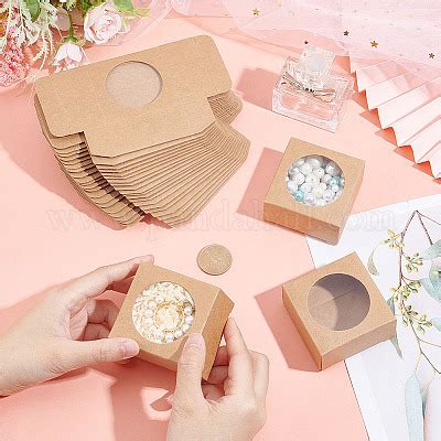 Wholesale Nbeads Pcs Kraft Paper Boxes With Window Pandahall