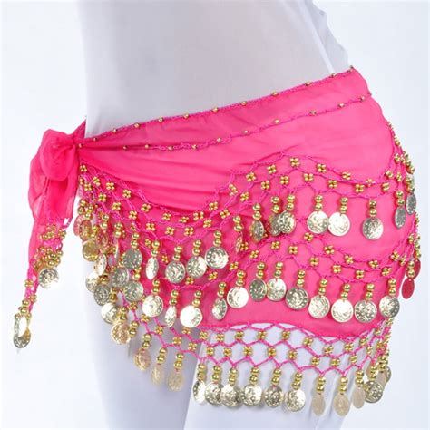 Haxmnou Chiffon Belly Dance Scarf Wrap Belt Tribal Sash Skirt Silver