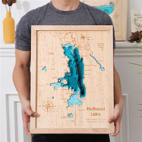 Digital File PDF AI SVG Flathead Lake Map Wood Multilayer Etsy