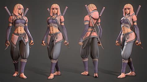 3D Model Yuko Stylized Character VR AR Low Poly Rigged Animated