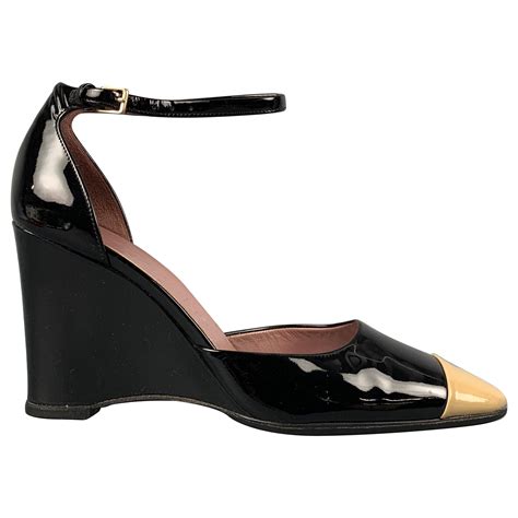 JIL SANDER Size Black And Nude Color Block Patent Leather Pumps For