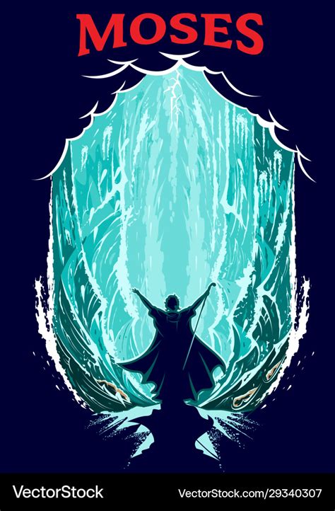 Moses parting red sea Royalty Free Vector Image