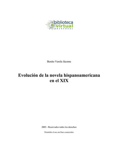 Evoluci N De La Novela Hispanoamericana En El Siglo Xix Secundaria O