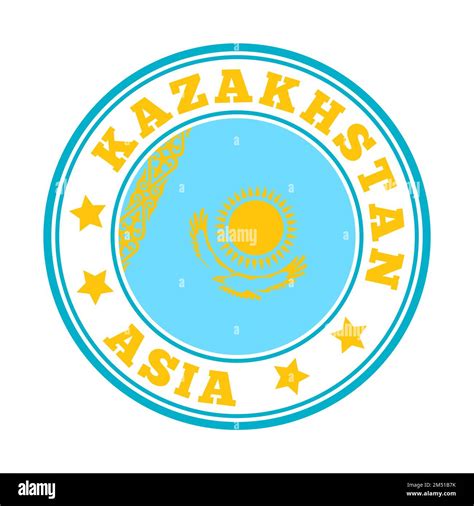 Kazakhstan Sign Round Country Logo With Flag Of Kazakhstan Vector