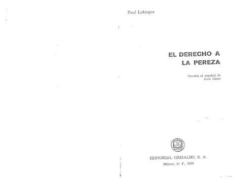 PDF Paul Lafargue El Derecho A La Pereza DOKUMEN TIPS