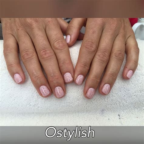 Cnd Shellac Manicure In Nude Knickers With Stamping Accent