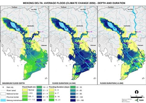 Mekong Delta average flood climate change 2050 depth and duration – ICEM