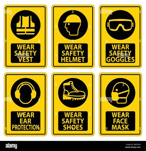 collection  safety signs highlighting essential protective gear