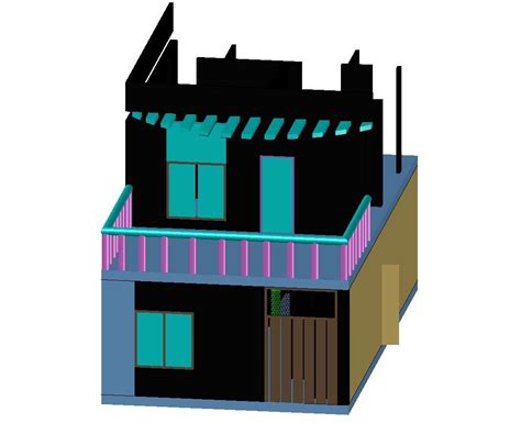 Autocad file of 3D drawing of residential house - Cadbull