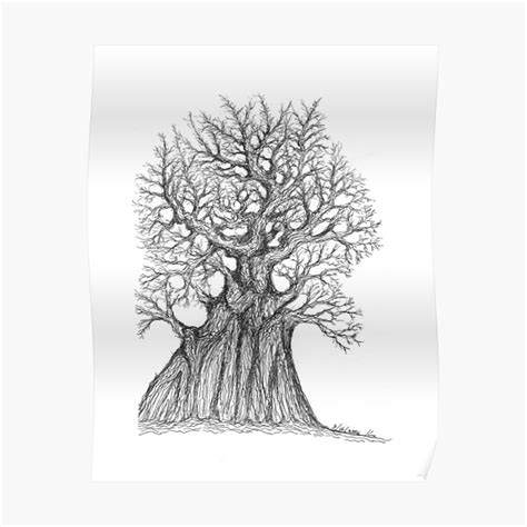 "Tree of life original black and white abstract tree drawing" Poster ...